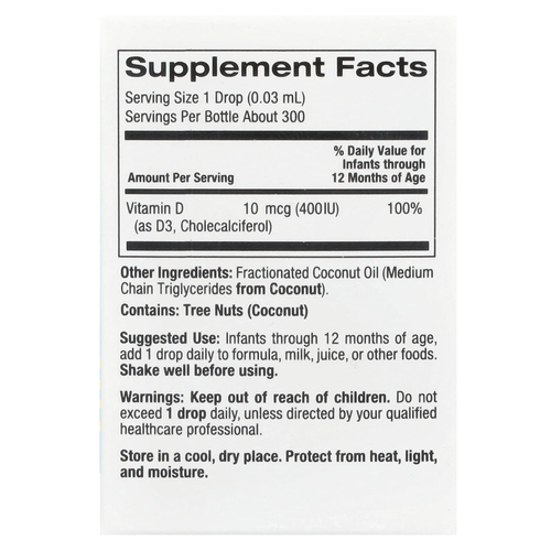 California Gold Nutrition, витамин D3 для детей в каплях, 10 мкг (400 МЕ), 10 мл