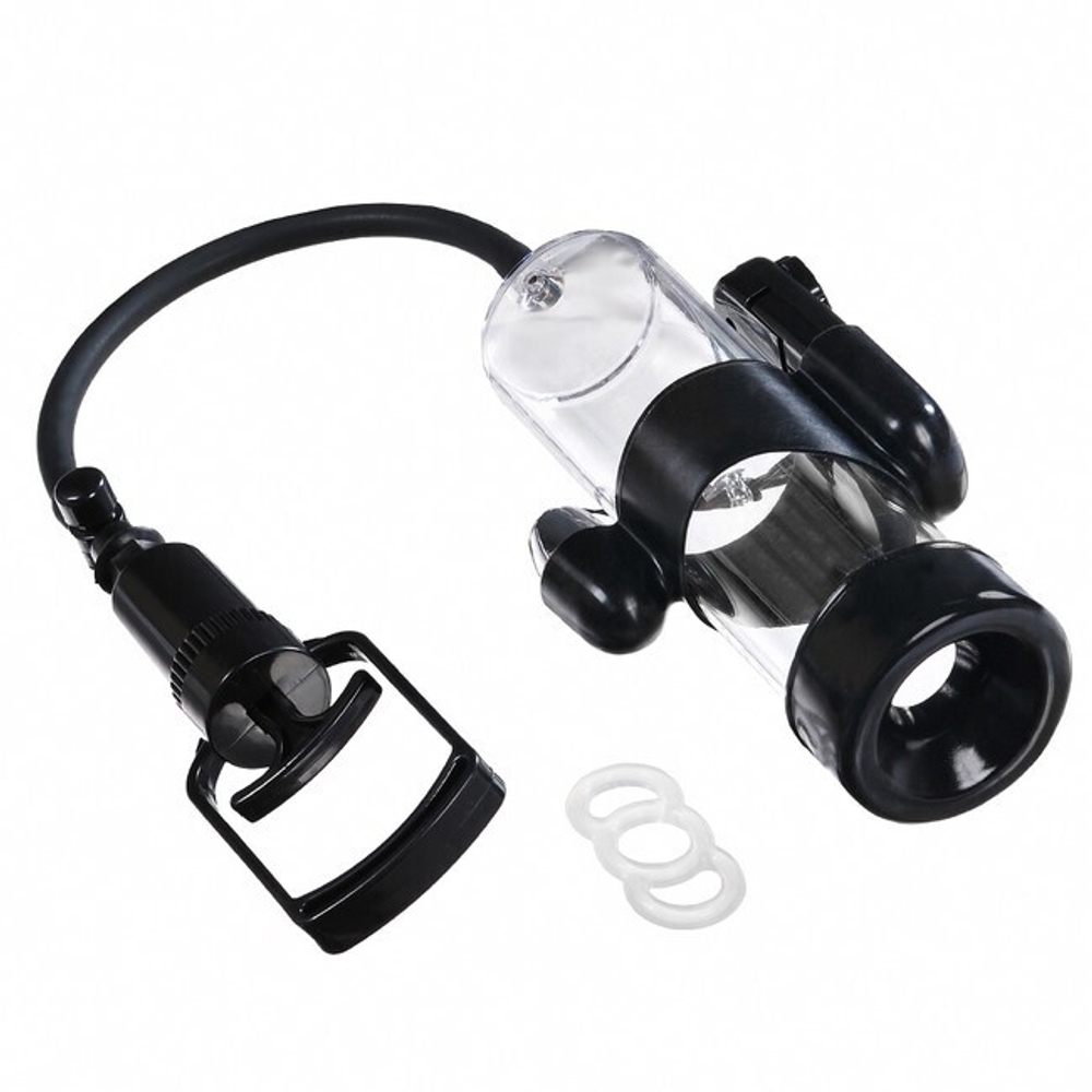 Поршневая вибро-помпа для мужчин Yacht Master с кольцом (черный с прозрачным) (Цвет: прозрачный с черным)