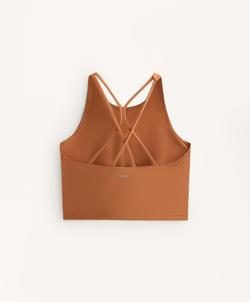 Oysho Майка Comfortlux с чашками и полосками на спине, цвет жженого апельсина