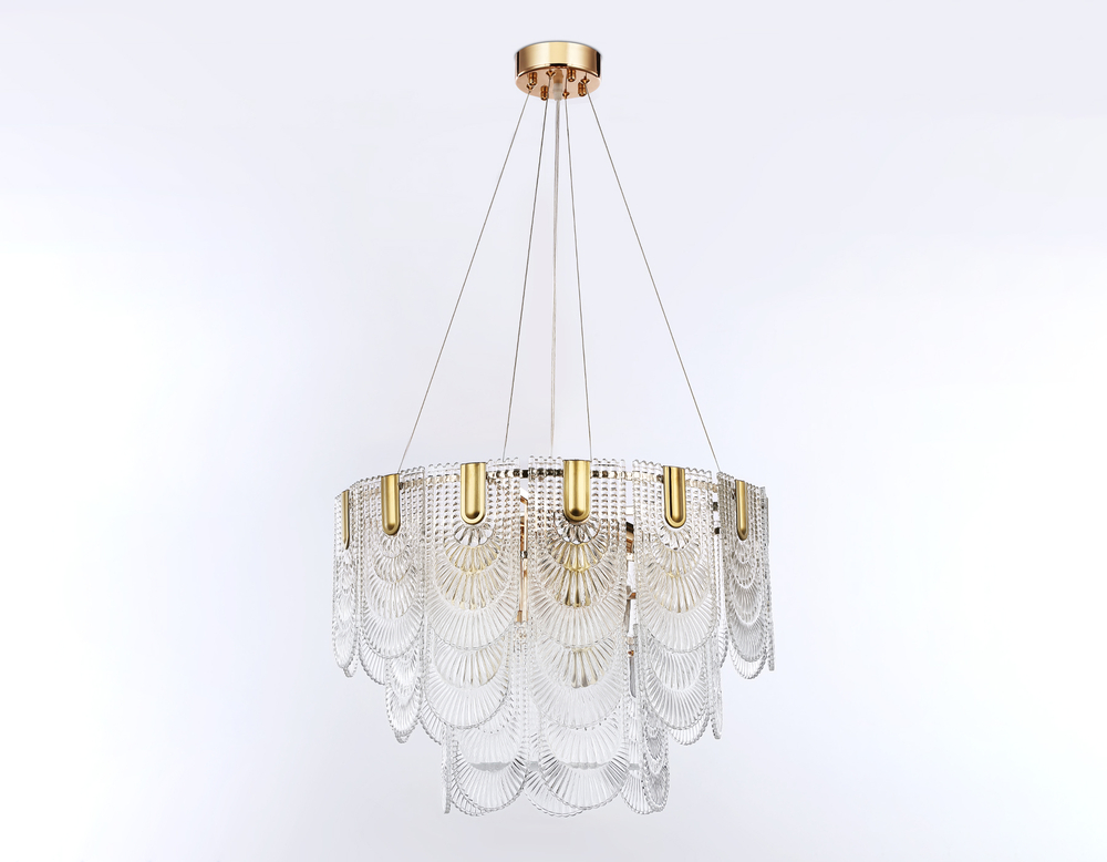 Подвесная люстра с хрусталем TR5388/12 GD/FR золото/белый матовый E27*12 max 40W D600*400