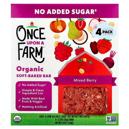 Once Upon A Farm, Органический мягкий батончик, ягодное ассорти, 4 батончика по 34 г (1,2 унции)
