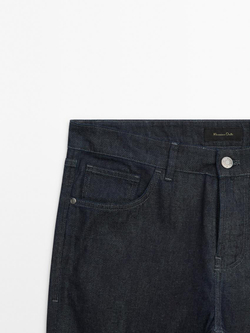 Massimo Dutti Зауженные джинсы с эффектом потертости, индиго