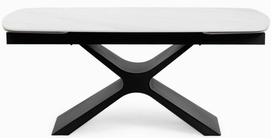 Обеденный раздвижной стол Flormere 180-260x90 стальная ножка и белая керамика