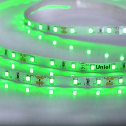 ULS-M11-2835-60LED-m-8mm-IP20-DC12V-4.8W-m-5M-GREEN PROFI Гибкая светодиодная лента на самоклеящейся основе. Катушка 5м. в герметичной упаковке. Зеленый свет. ТМ Uniel.