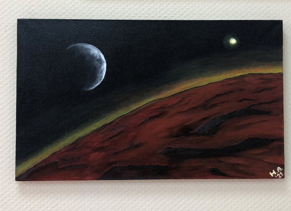 Картина маслом на холсте "Космос". 50х30 см. Ручная работа.