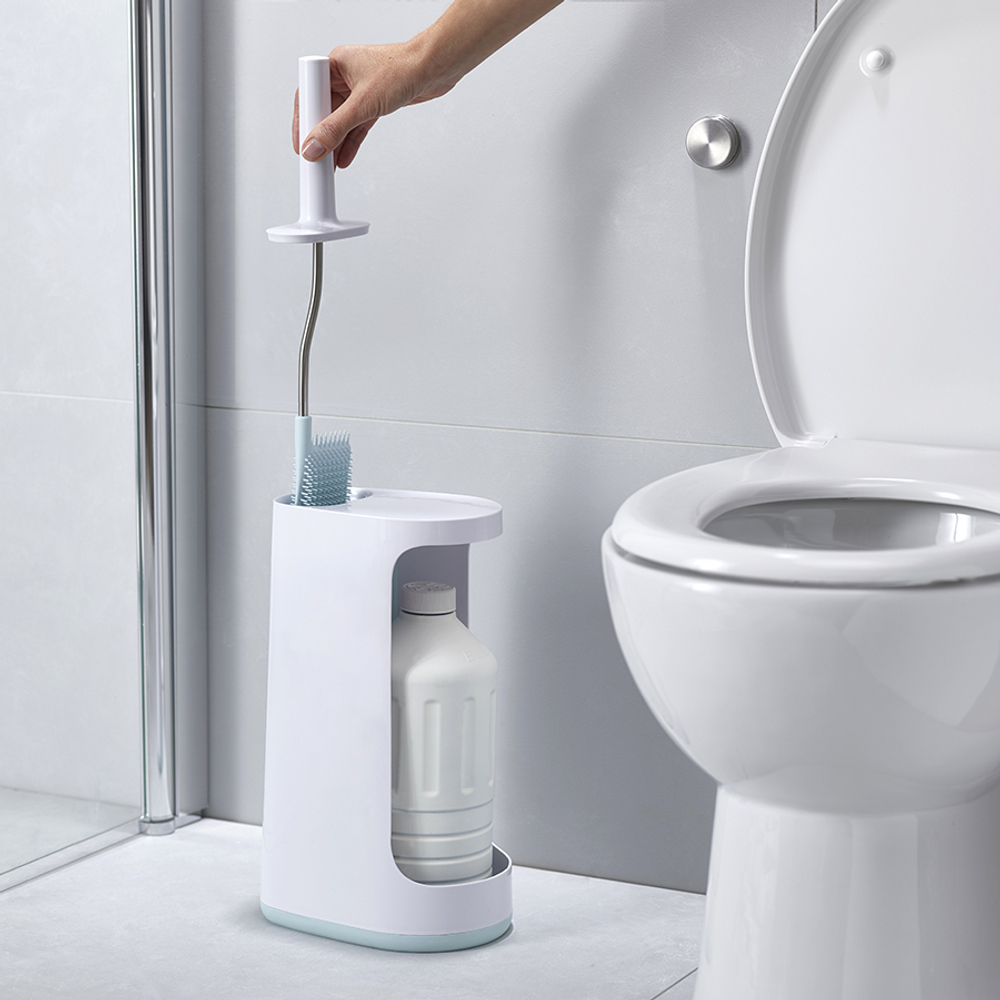 Ершик для унитаза с отсеком для хранения flex, бело-голубой