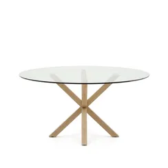 Круглый стеклянный стол Argo на стальных ножках с черной отделкой, Ø 150