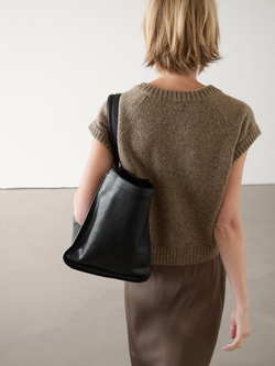 Massimo Dutti Жилет из 100% шерсти с V-образным вырезом, норка