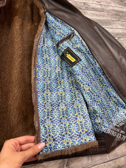 Меховая куртка со вставками кожи крокодила Zilli