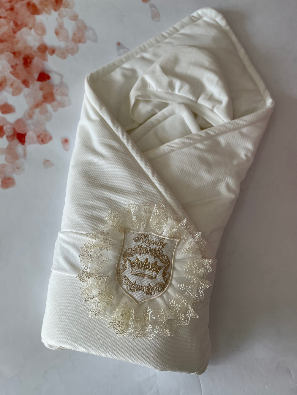 Одеяло-конверт для новорожденного 5 предметов (Одеяло, чепчик, шапочка, комбинезон, поясок) Арт.18.1