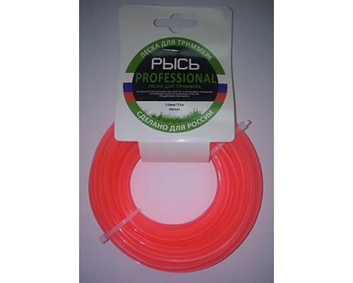 Леска для триммера Квадрат 3мм 15м Рысь красная