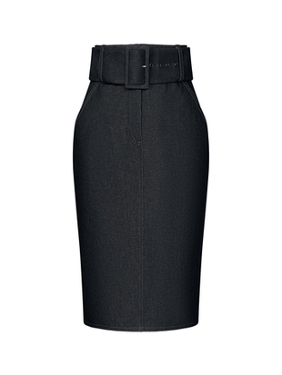 Юбка мини из денима с отстрочками и ремнем