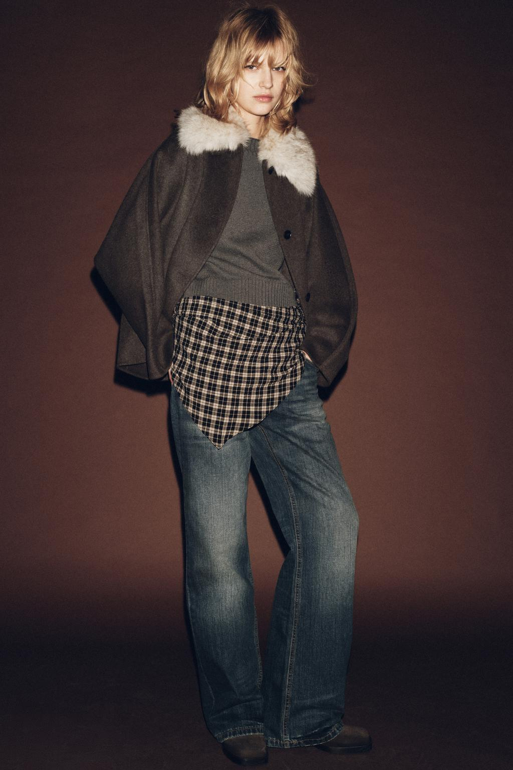 ZARA КУРТКА ИЗ ШЕРСТИ С МЕХОВЫМ ВОРОТНИКОМ — ZW COLLECTION, ЭКРЮ/БЕЖЕВЫЙ