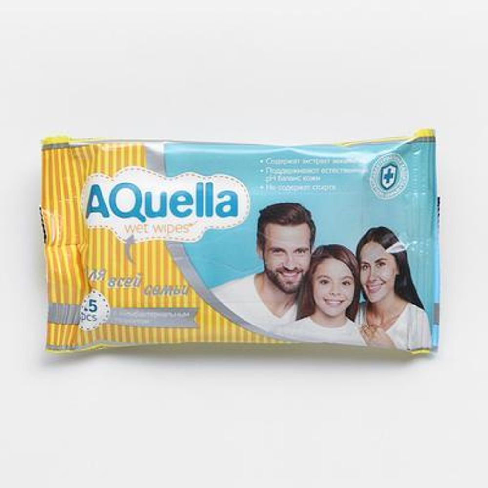 Влажные салфетки Aquella, антибактериальные, 15 шт.