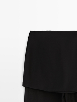 Massimo Dutti Струящиеся шелковые брюки контрастного цвета, черный