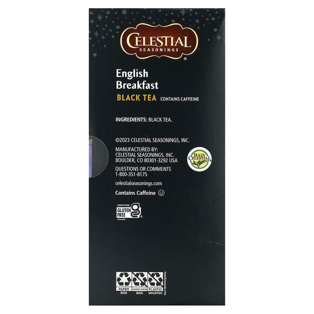 Celestial Seasonings, черный чай, английский завтрак, 20 чайных пакетиков, 44 г (1,5 унции)