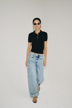 ZARA ДЖИНСЫ RELAXED-FIT С НИЗКОЙ ПОСАДКОЙ — ZW COLLECTION, СИНИЙ