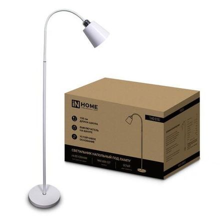 Светильник ТНО 01Б 60Вт E27 230В торшер напольн. под лампу на основании бел. IN HOME 4690612042664