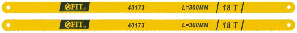 40173 Полотна ножовочные по металлу, легированная сталь, 20Cr, 300мм, в блистере 2шт./уп (18 ТPI) FIT
