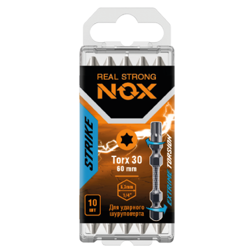 Бита impact Tx30-60 E6.3,10 шт бокс STRIKE