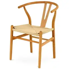 Стул Wishbone натуральный с бежевым сиденьем