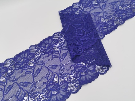 Эластичное кружево, ОПТ, 20 см, синий с фиолетовым оттенком, (Арт: EK-2235), м