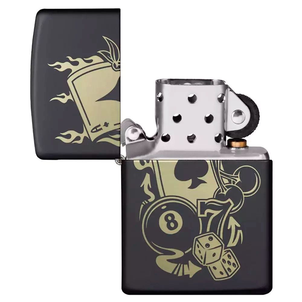 Зажигалка Zippo 49257 Gambling Design, Black Matte