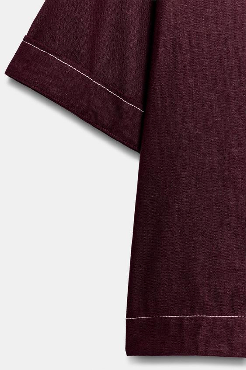 ZARA ТОП ИЗ ЛЬНА С КОНТРАСТНОЙ ОТДЕЛКОЙ, БУРГУНДИ
