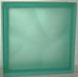 Купить Стеклоблок волна  бирюзовый полуматовый  окраска в массе Vitrablok   19x19x8