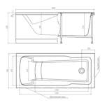 Ванна акриловая прямоугольная Alex Baitler  Madin 180*80 с ножками