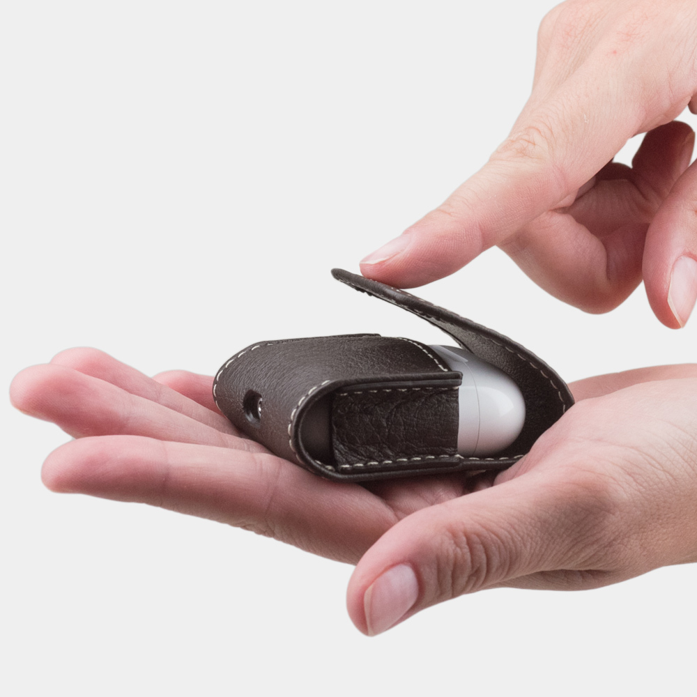 Чехол для наушников Petit из кожи теленка, темно-коричневого цвета