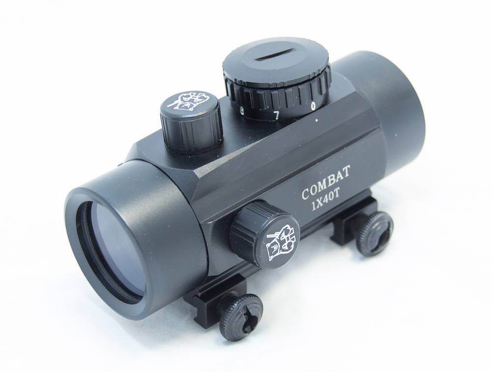 Коллиматорный прицел Combat 1x40 T (Закрытый, 4 МОА, Weaver, метка точка красная, нагрузка до 3700Дж)