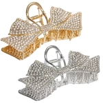 Заколка-краб для волос «AKS - DesignPRO», бантик, цвет золото и хром, 11.5*5см