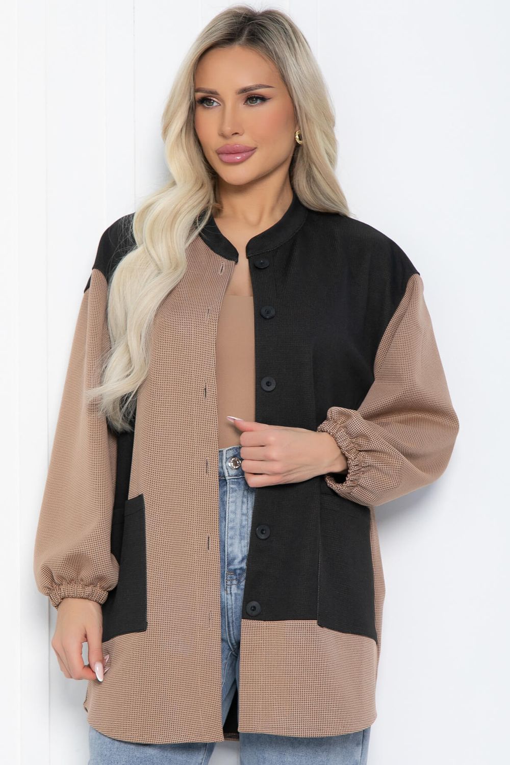 Рубашка Универ (бежево-черная) Б12494-24 LT Collection