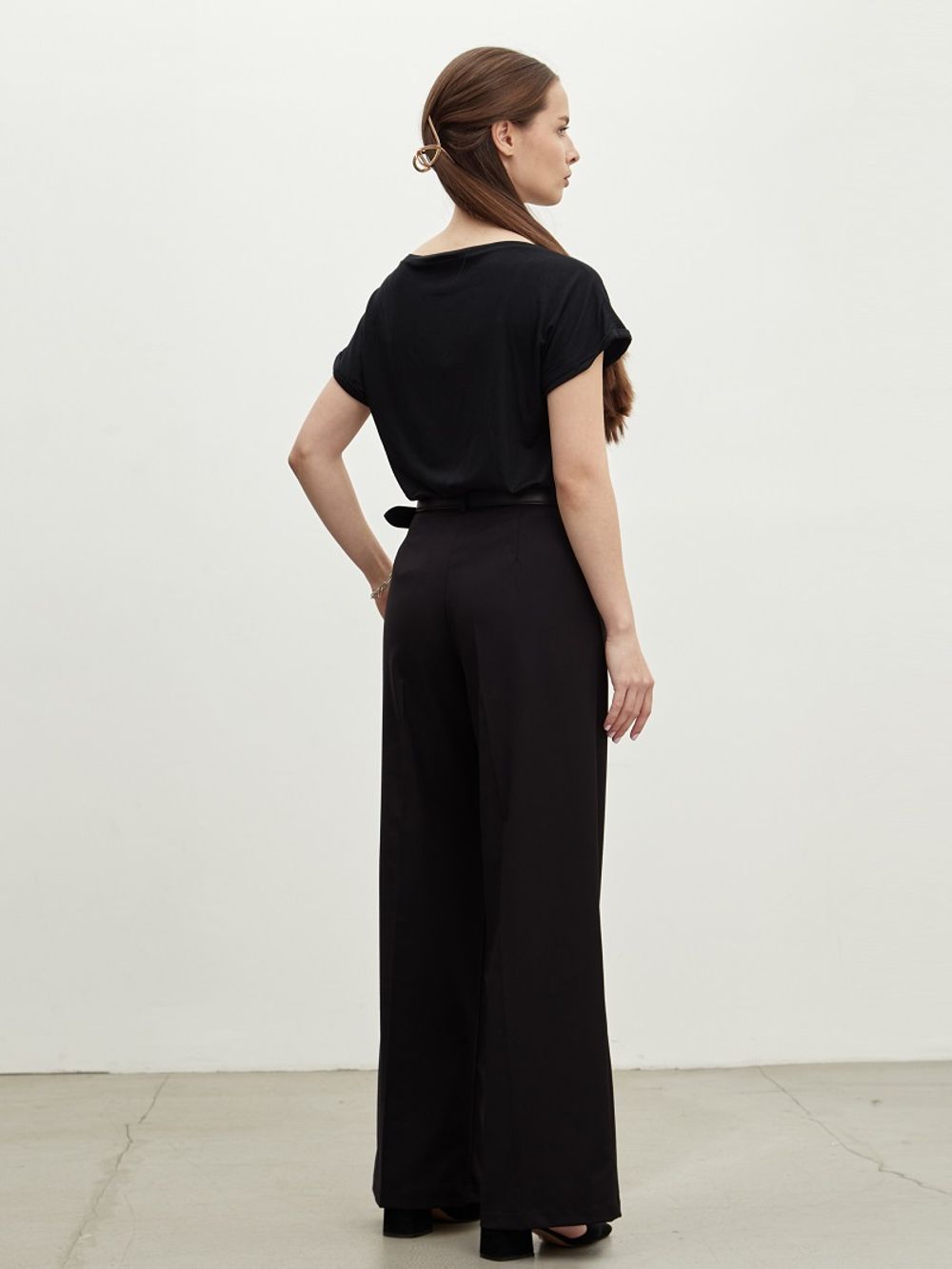 Брюки Палаццо на молнии ЧЕРНЫЕ вискоза