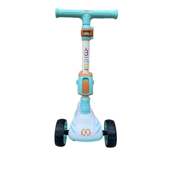 Самокат-беговел 3 в 1 Scooter Micar Transformer складной со светящимися колесами, сиденьем и родительской ручкой ментоловый