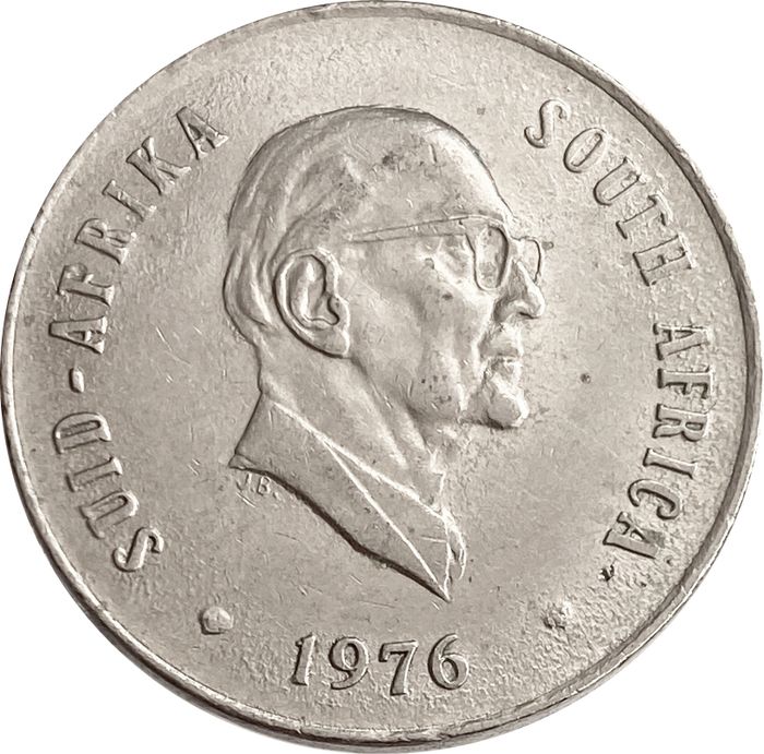 20 центов 1976 ЮАР «Окончание президентства Якобуса Йоханнеса Фуше»