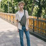 Рюкзак однолямочный HEIKKI SMOOTH (ХЕЙКИ), 2 отделения, хаки, 35x20x8 см, 273920