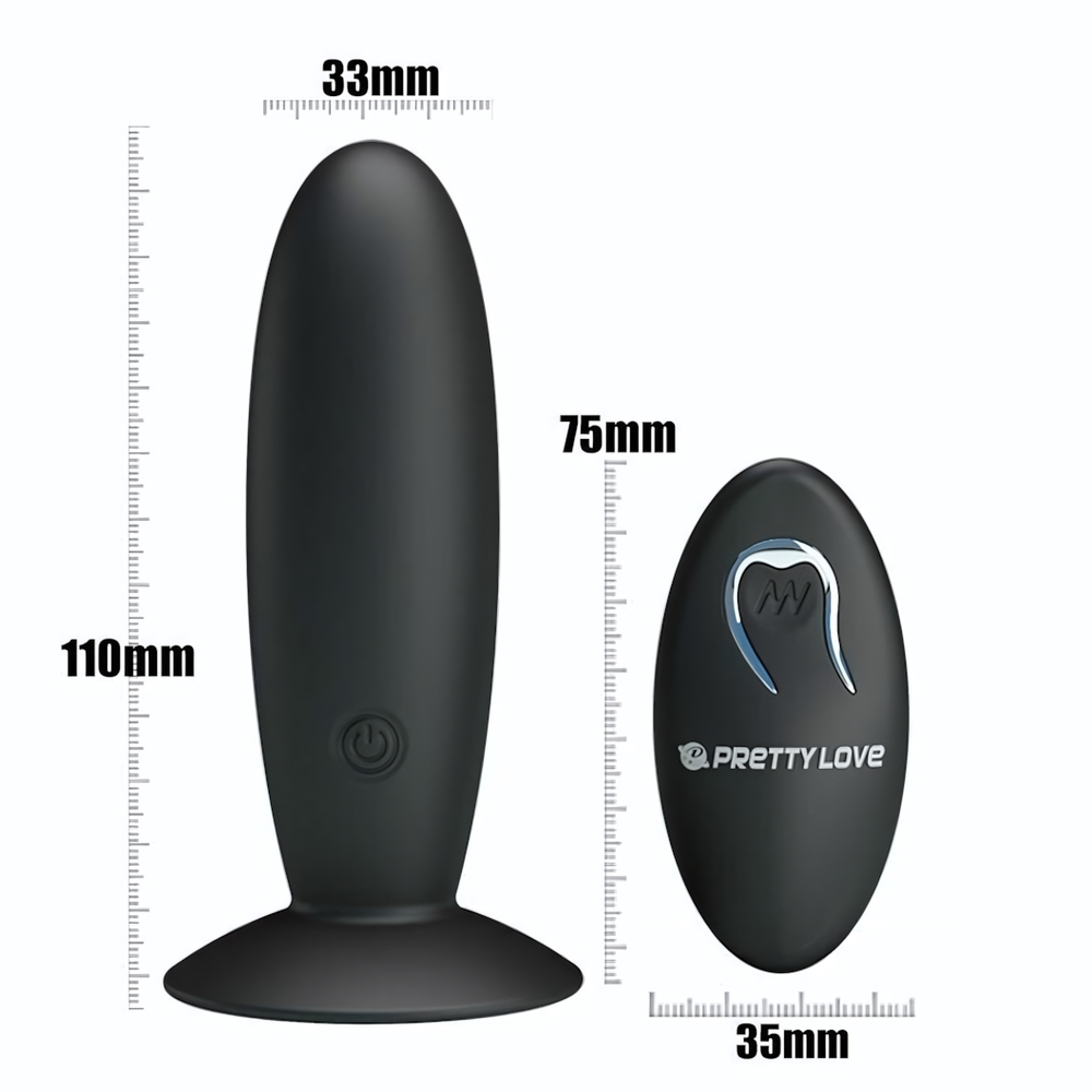 Анальная пробка с вибрацией и пультом управления Remote Control Vibrating Plug - 11 см. (Цвет: черный)