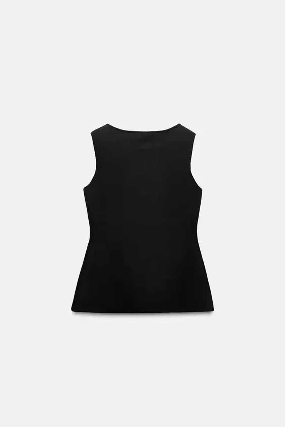 ZARA ОДНОТОННЫЙ ТРИКОТАЖНЫЙ ЖИЛЕТ С ЗОЛОТИСТЫМИ ПУГОВИЦАМИ, ЧЕРНЫЙ