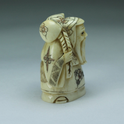 Нэцкэ Фукурокудзю с тыквой горлянкой через плечо