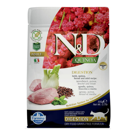 Сухой корм FARMINA N&D Quinoa Digestion для взрослых кошек, ягненок с киноа - 0,3 кг
