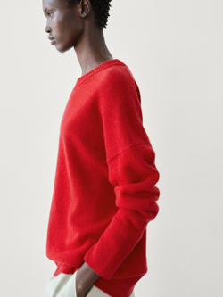 Massimo Dutti Свитер из 100% кашемира с круглым вырезом, красный
