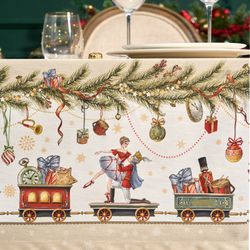 СКАТЕРТЬ "ЩЕЛКУНЧИК" 140Х300СМ БЕЖЕВЫЙ ,100%ХЛОПОК ,ТВИЛ