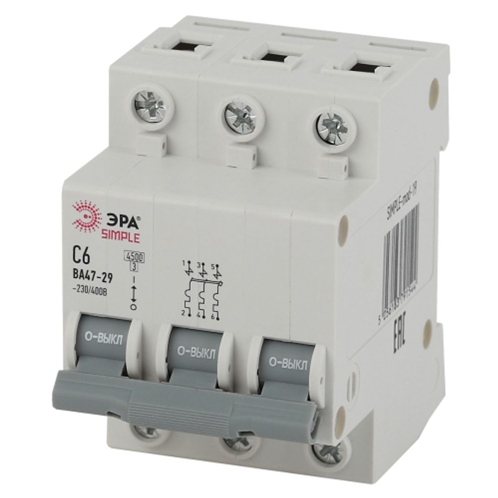 Автоматический выключатель ЭРА SIMPLE SIMPLE-mod-27 ВА 47-29 3P 63А кривая C 4,5кА