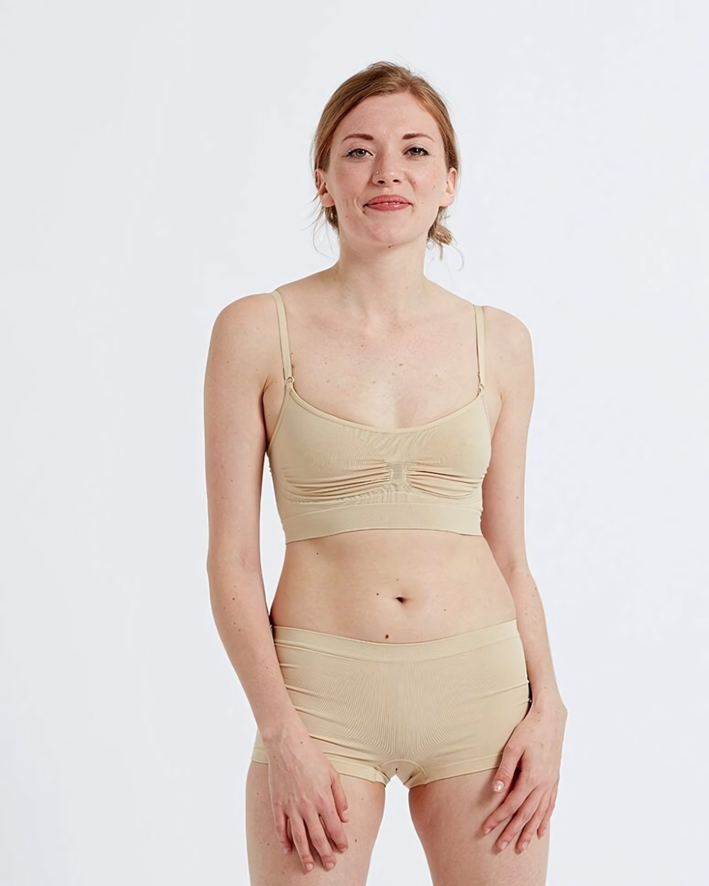 Бюстгальтер-топ Eco-wear на тонких бретелях (Размер: S-M) (Цвет: телесный)