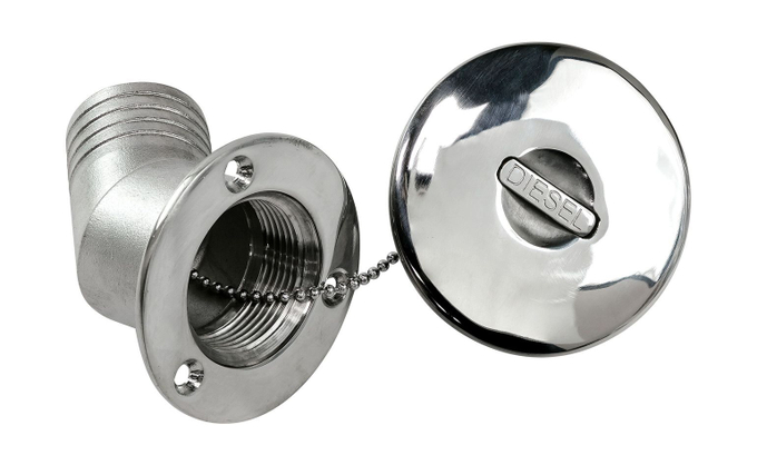 Горловина заливная для дизтоплива, угловая, под шланг 38 мм Marine Rocket