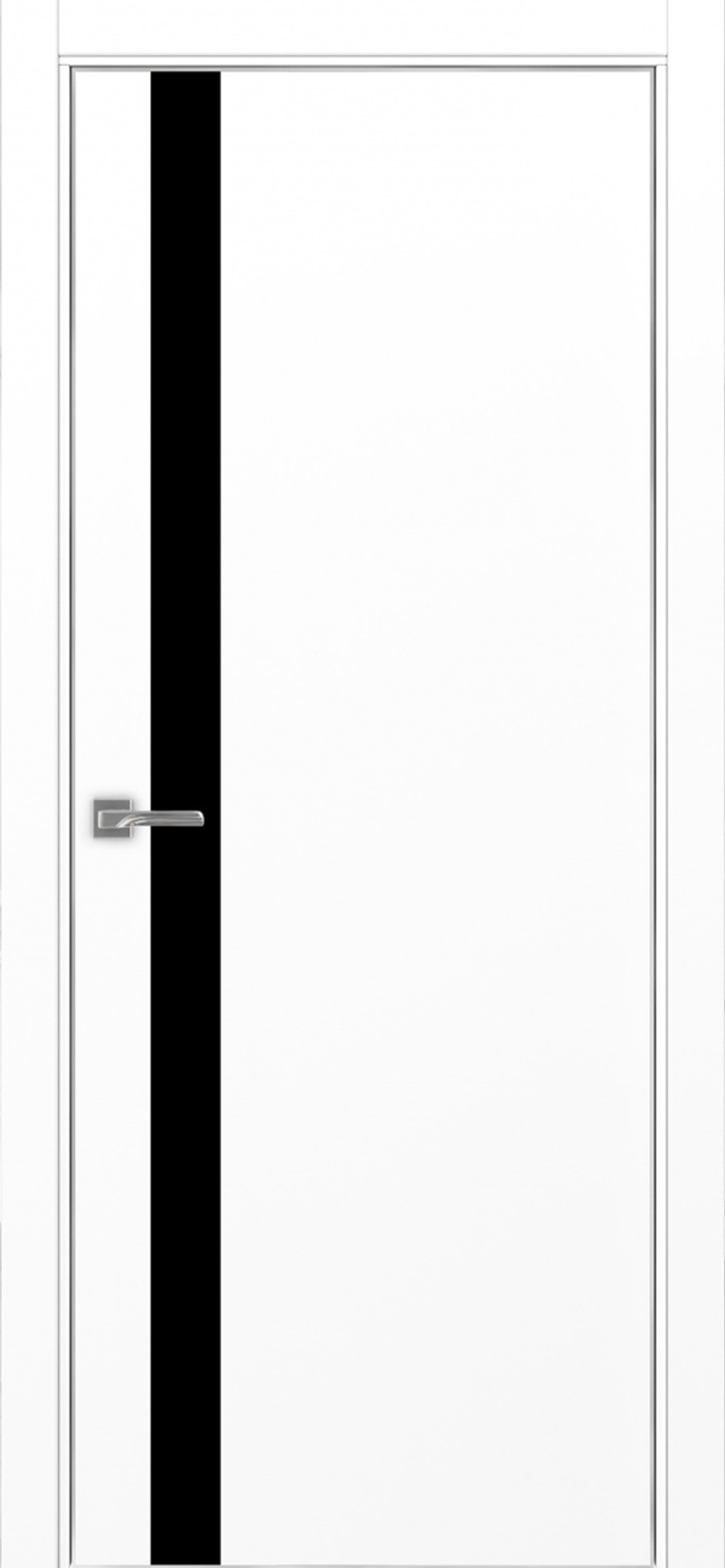 Межкомнатная дверь Optima Porte НЕАПОЛЬ 211 Чёрное стекло, Алюминиевая кромка SC (матовое серебро) с 4-х сторон