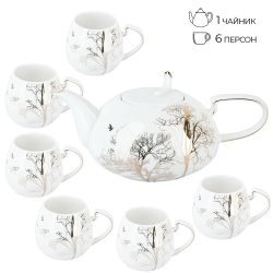 Чайный набор 7пр. " . Golden Forest" (6 персон) v=1150/280 мл (подарочная упаковка)