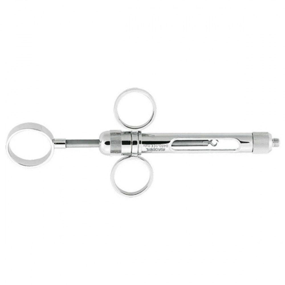 Шприц карпульный хромированный, с 2-мя кольцами, ручная аспирация
